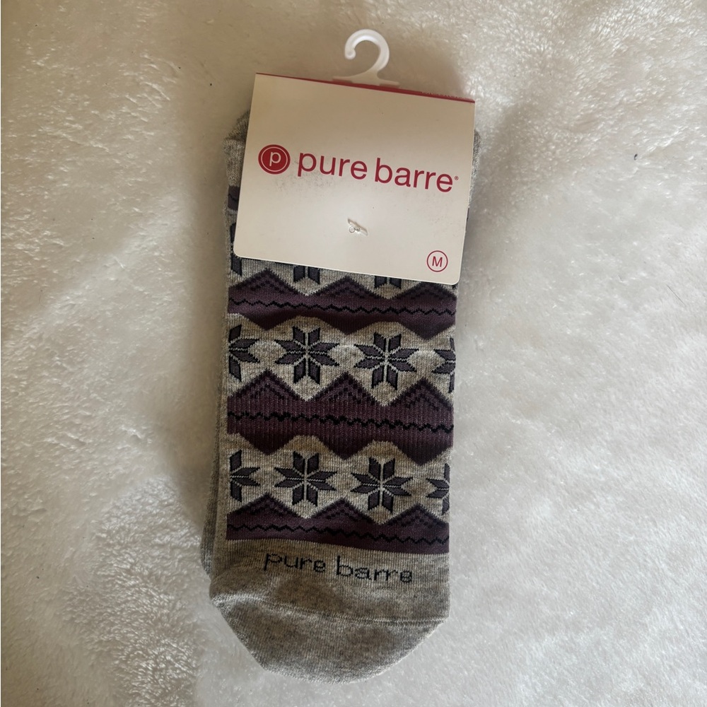 Pure Barre Stylish Gray and Purple Socks